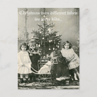 Vintagen "Julen var annorlunda", roligt foto Helg Vykort
