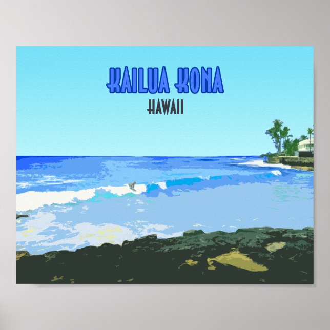 Vintagen Kailua Kona Big Island Hawaii Poster (Framsidan)