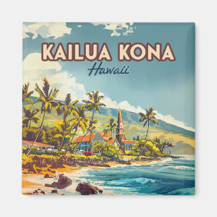 Vintagen Kailua Kona Hawaii Big Island Beach Magnet