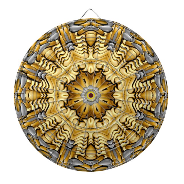 Vintagen Kaleidoskop vid Metall Guld Darttavla (Framsidan)