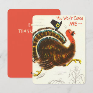 Vintagen kan inte fånga mig Thanksgiving Turkiet Julkort