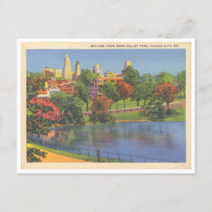 Vintagen Kansas City Missouri i innerstadskyline Vykort