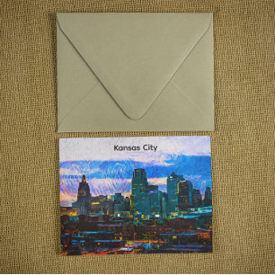 Vintagen Kansas City Oil Paint Panorama View Vykort