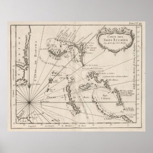 Vintagen Karta i Bahamas (1764) Poster