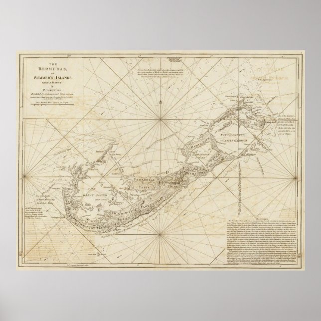Vintagen Karta i Bermuda (1788) Poster (Framsidan)