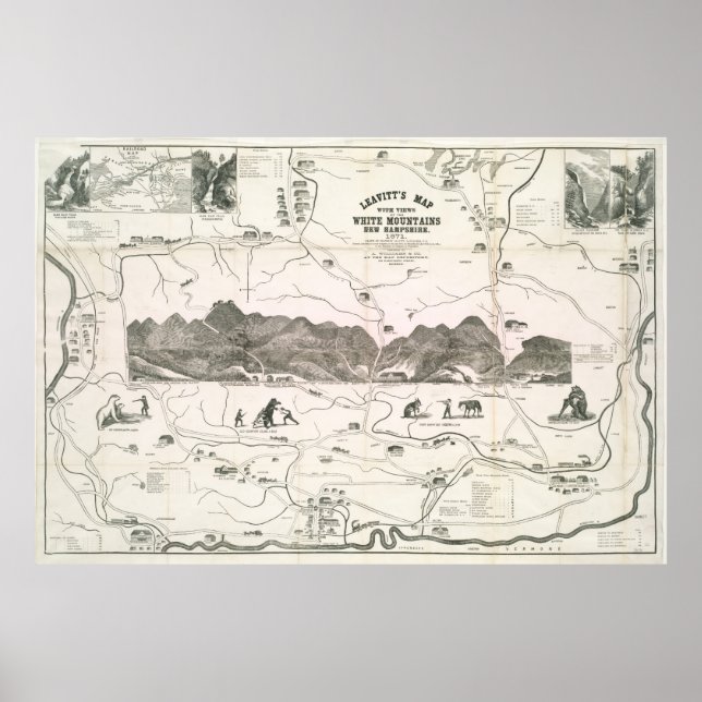 Vintagen Karta i de vita bergen (1871) Poster (Framsidan)