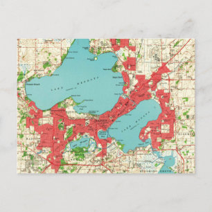 Vintagen Karta i Madison Wisconsin (1959) Vykort