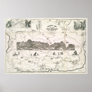 Vintagen Karta i Vita bergen (1871) Poster