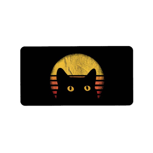 Vintagen Kat Retro Adressetikett (Framsidan)