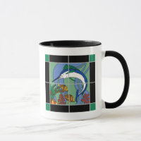 Vintagen Katalanska ön Marlin Tile Mural Mugg