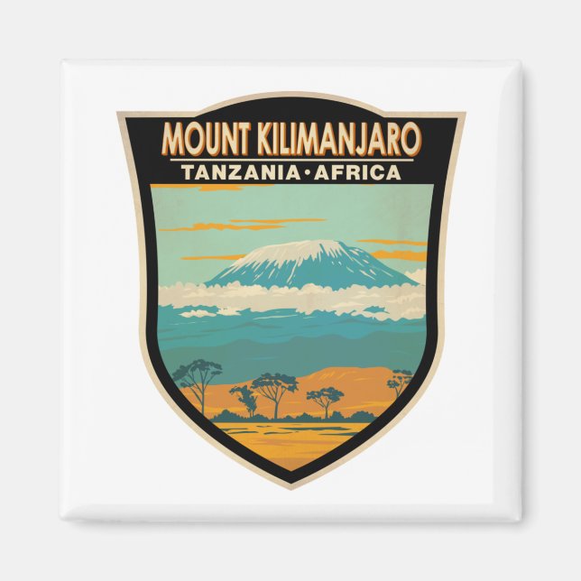 Vintagen Kilimanjaro Tanzania Afrika  Magnet (Framsidan)