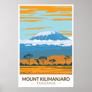 Vintagen Kilimanjaro Tanzania Afrika  Poster