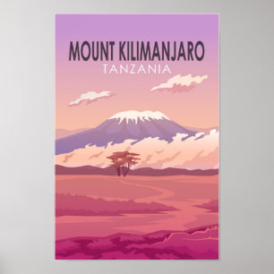 Vintagen Kilimanjaro Tanzania Afrika Poster