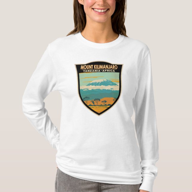 Vintagen Kilimanjaro Tanzania Afrika  T Shirt (Framsida)