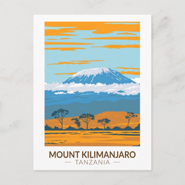 Vintagen Kilimanjaro Tanzania Afrika  Vykort (Framsida)