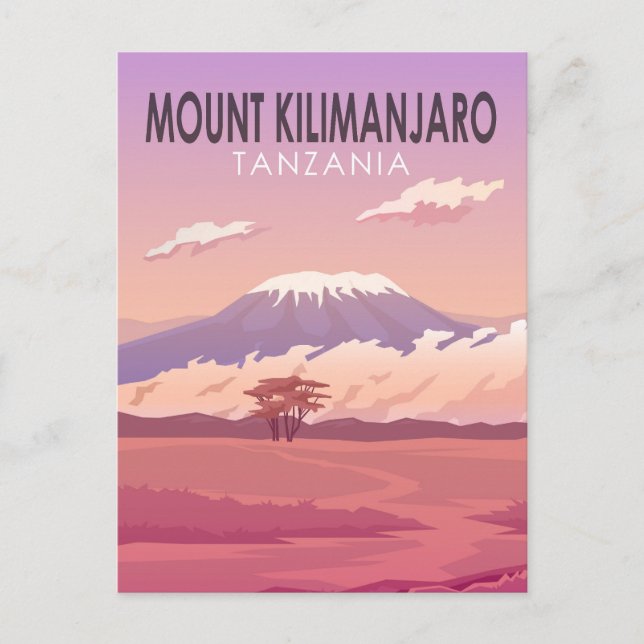 Vintagen Kilimanjaro Tanzania Afrika  Vykort (Framsida)