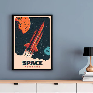 Vintagen Klassiskt space Äventyr Poster