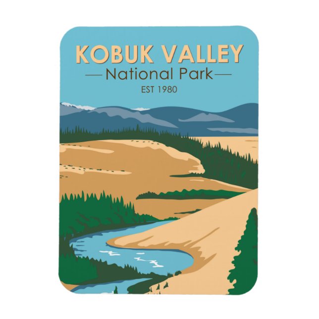 Vintagen Kobuk Valley National Park Alaska Magnet (Vertikal)