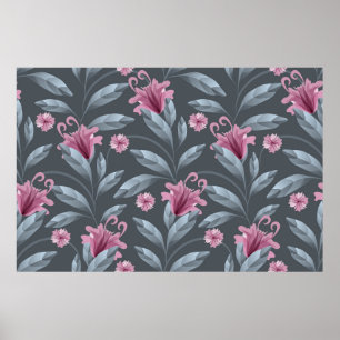 Vintagen Konst blommigt sömlös mönster. Marontrans Poster