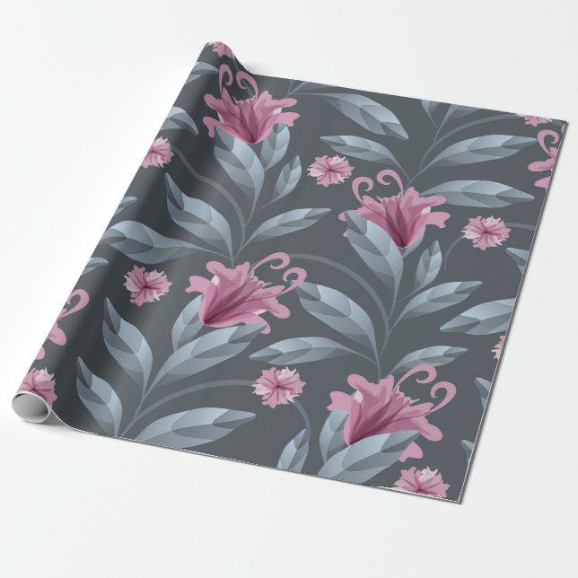 Vintagen Konst blommigt sömlös mönster. Marontrans Presentpapper (Utrullad)