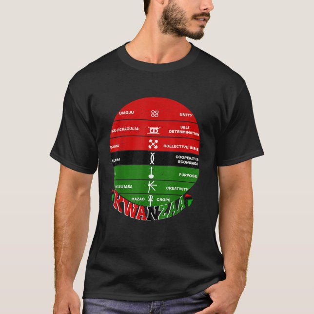 Vintagen Kwanzaa Kinara African Symbols Principles T Shirt (Framsida)