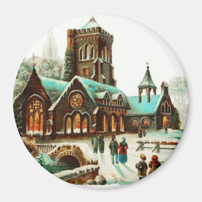 Vintagen Land Jultjänster Magnet (Framsidan)