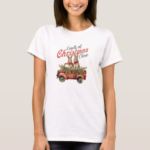 Vintagen lastar två kaniner i bilen på julturen t shirt