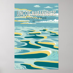 Vintagen Lencois Maranhenses nationalpark i Brasil Poster