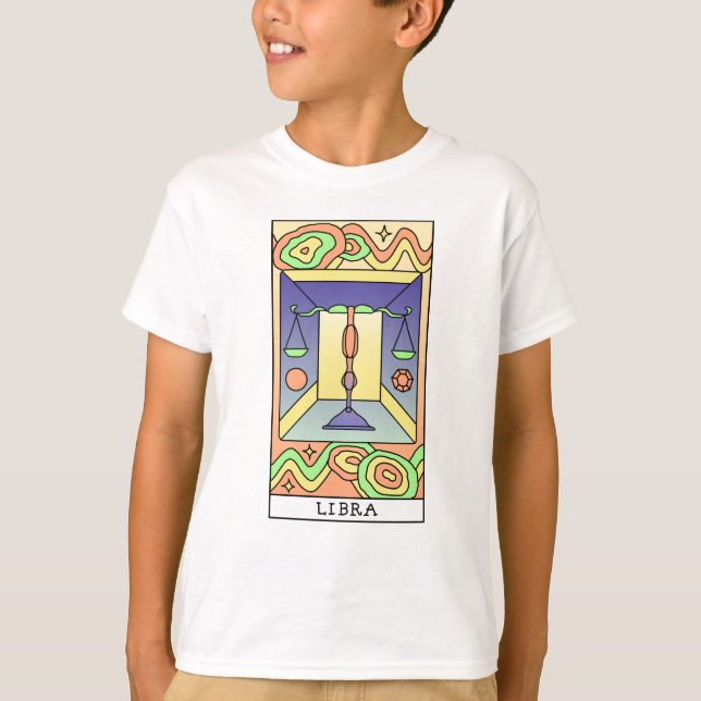 Vintagen Libra Zodiac Sign Abstrakt Art T Shirt (Framsida)