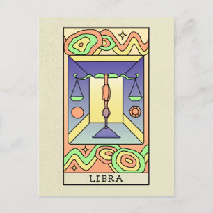 Vintagen Libra Zodiac Sign Abstrakt Art Vykort