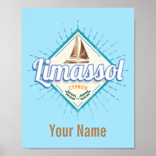 Vintagen Limassol City Cyprus Retro Sailing Frakt  Poster