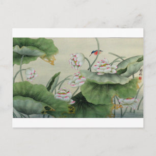 VINTAGEN LITE FÅGEL OCH LOTUS JAPANESE VYKORT