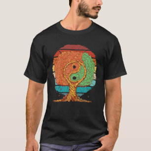 Vintagen Livets träd med Yin-Yang-symbolen, T Shirt