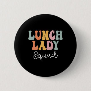 Vintagen Lunch Dam Squad Retro Groovy första dagen Knapp