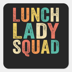Vintagen Lunch Dam Squad School Cafeteria Retro Fyrkantigt Klistermärke