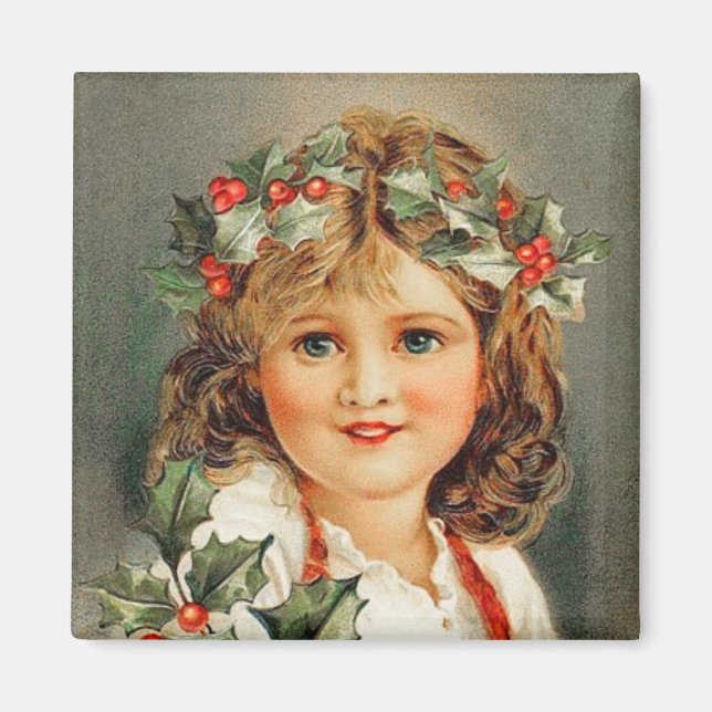 Vintagen Magnet Cute Jul Girl (Framsidan)
