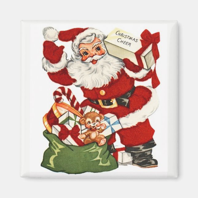 Vintagen Magnet - Santa Cheer (Framsidan)