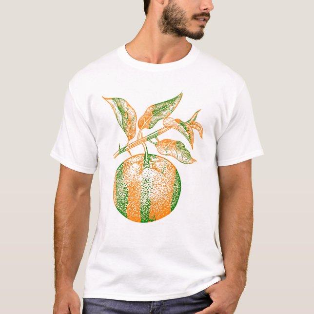 Vintagen Mandarin Fruit Retro T Shirt (Framsida)