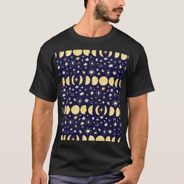 Vintagen måne Phases Stars -  - bakgrund T Shirt (Framsida)