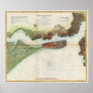 Vintagen Mare Island Strait och Vallejo Karta (185 Poster