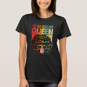 Vintagen Melanin Afro August Queen Black T Shirt