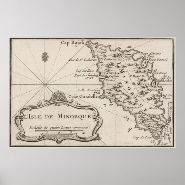 Vintagen Menorca (Karta 1764) Poster (Framsidan)