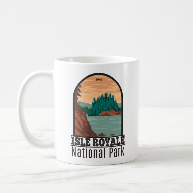Vintagen Michigan i nationalparken Isle Royale Kaffemugg (Vänster)