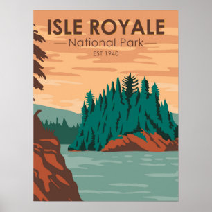 Vintagen Michigan i nationalparken Isle Royale Poster
