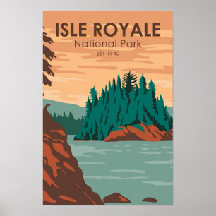 Vintagen Michigan i nationalparken Isle Royale Poster