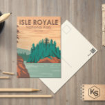 Vintagen Michigan i nationalparken Isle Royale Vykort<br><div class="desc">Isle Royale-vektorteckningar i en stil-fönsterdesign. Parken består av Isle Royale och hundratals närliggande öar,  liksom vatten i Sjö Superior,  i delstaten Michigan.</div>