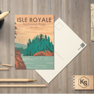Vintagen Michigan i nationalparken Isle Royale Vykort