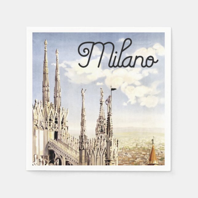 Vintagen Milano Italien Pappersservett (Framsidan)