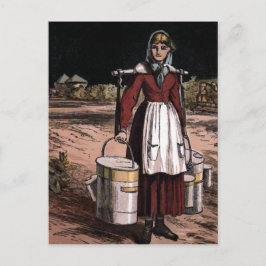 vintagen "Milkmaid" Illustration Vykort