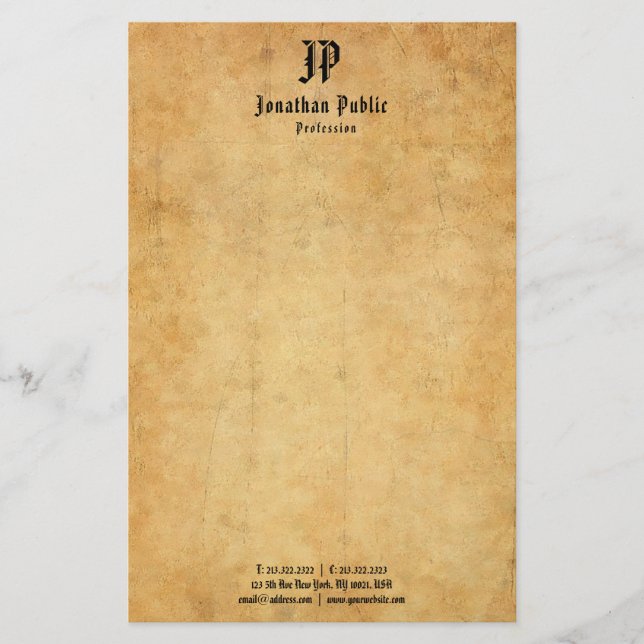 Vintagen Monogram för handskriven Elegant Brevpapper (Framsida)